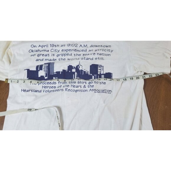 Vintage 1995 Oklahoma City Memorial T-Shirt Large By Fruit Of The Loom Cotton Si - Picture 4 of 9